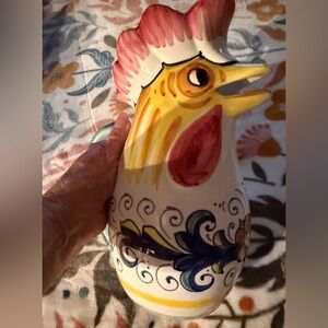 Colorful Italian Ceramic Rooster Vase / pitcher Excellent condition